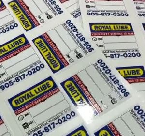 Oil Changing Stickers